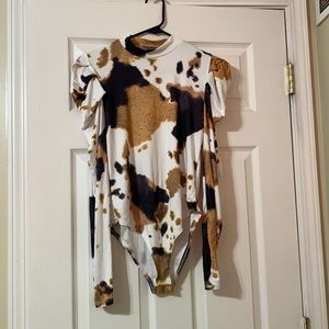 Cow print longsleeve bodysuit